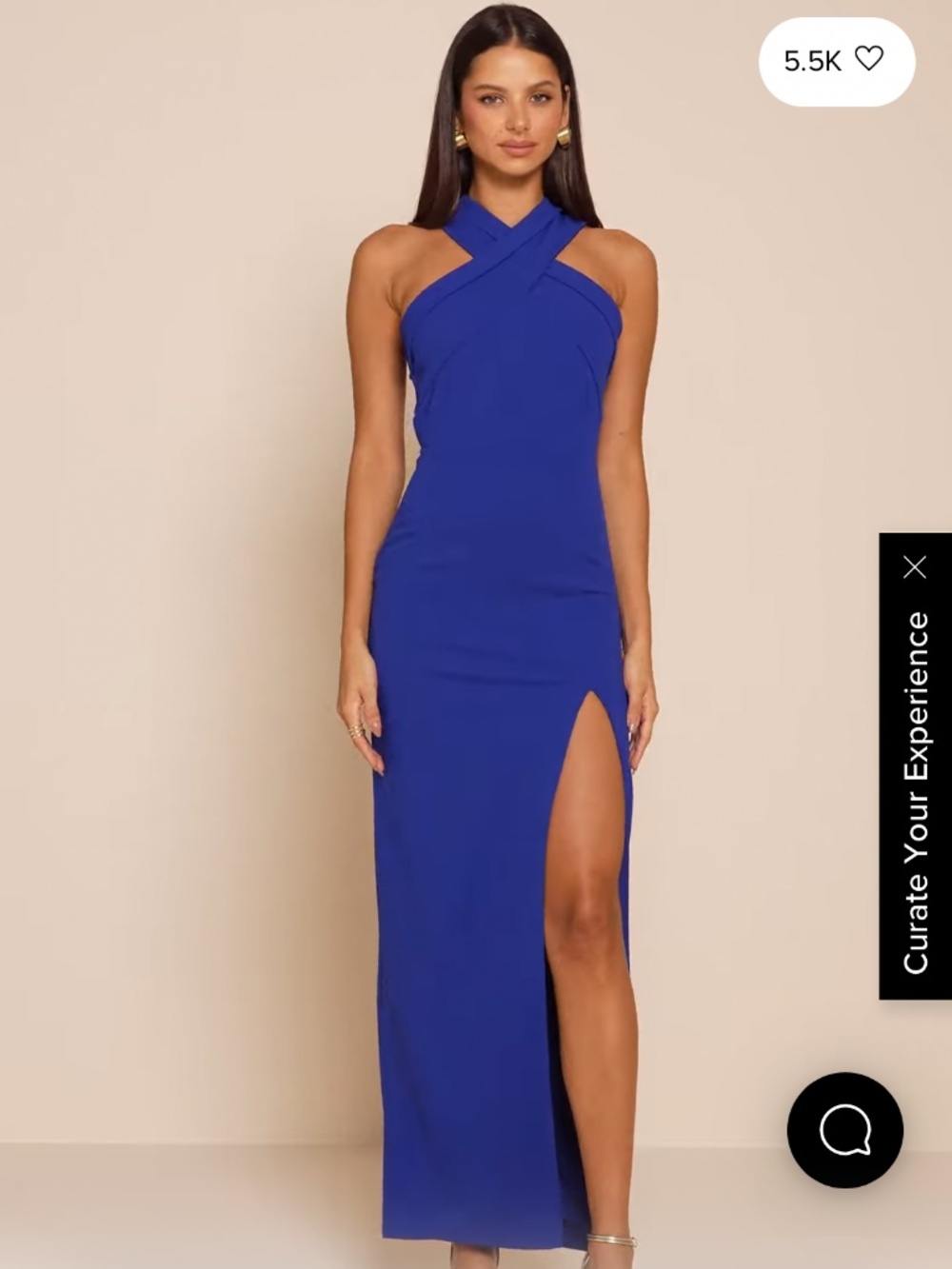 Lulu’s Head to Cocktail Hour Royal Blue Halter Neck Maxi Dress